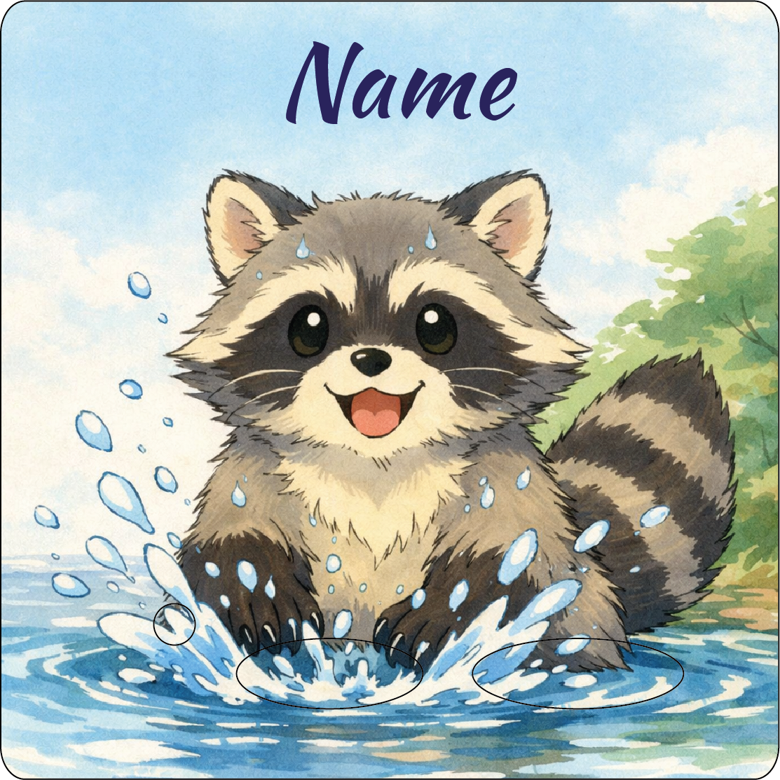 Toniebox Schutzfolie - personalisierbar | Wasserspaß Waschbär