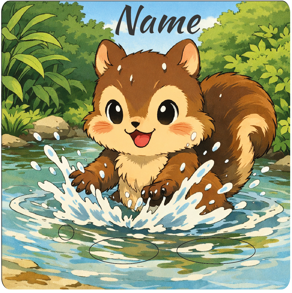 Toniebox Schutzfolie - personalisierbar | Wasserspaß Eichhörnchen