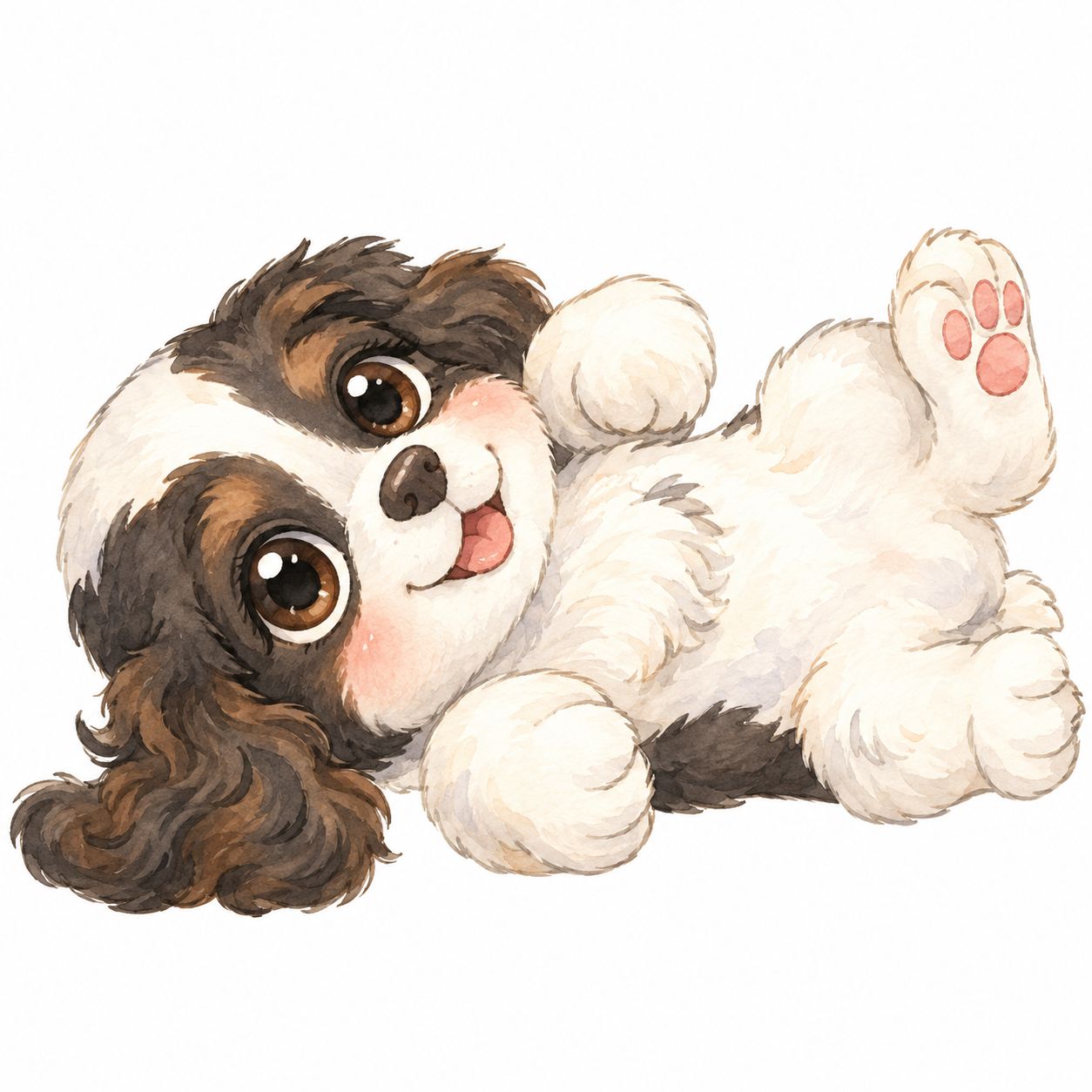 DTF - Cocker Spaniel – verspielter Welpe auf dem Rücken