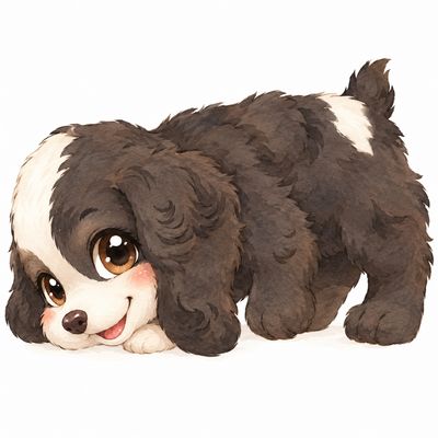 DTF - Cocker Spaniel – dunkler Welpe in Spiellaune