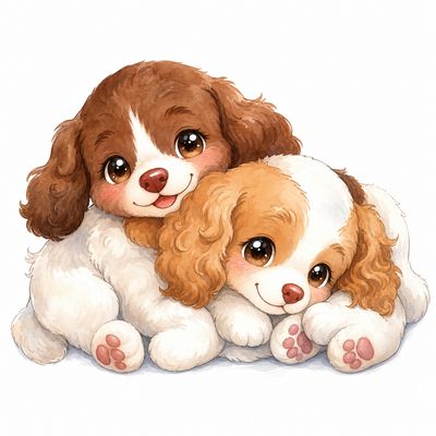 DTF - Cocker Spaniel – zwei kuschelnde Welpen