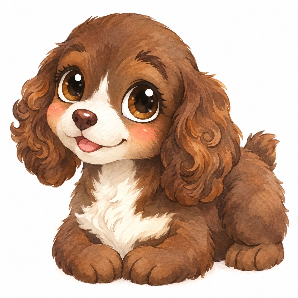 DTF - Cocker Spaniel – flauschiger brauner Welpe