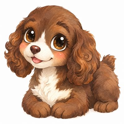 DTF - Cocker Spaniel – flauschiger brauner Welpe