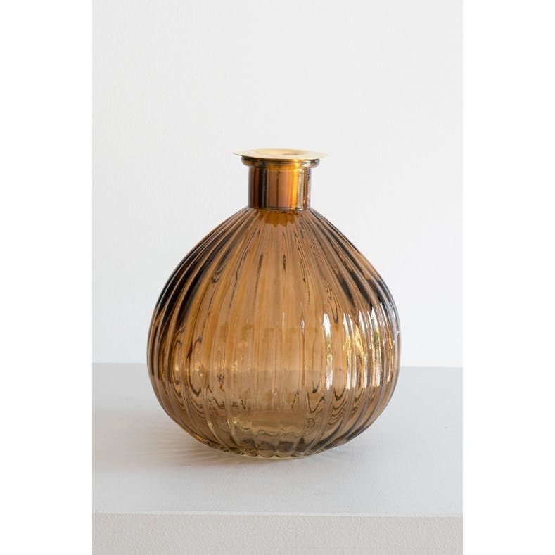 Kaarshouder/vaas boho cognackleurig