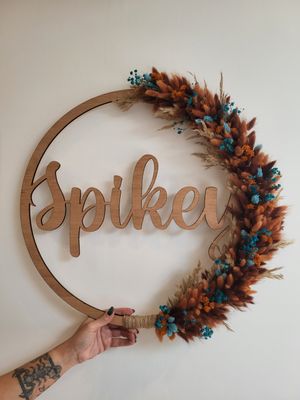 Naam ring met droogbloemen - hanger