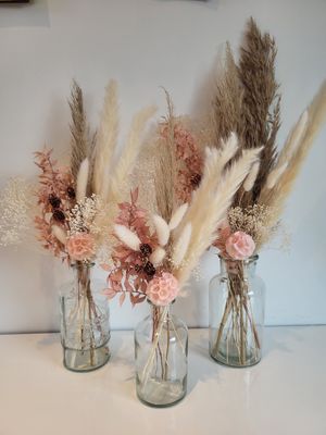 Set van 3 prachtige boeketjes droogbloemen met Soft pink vibes
