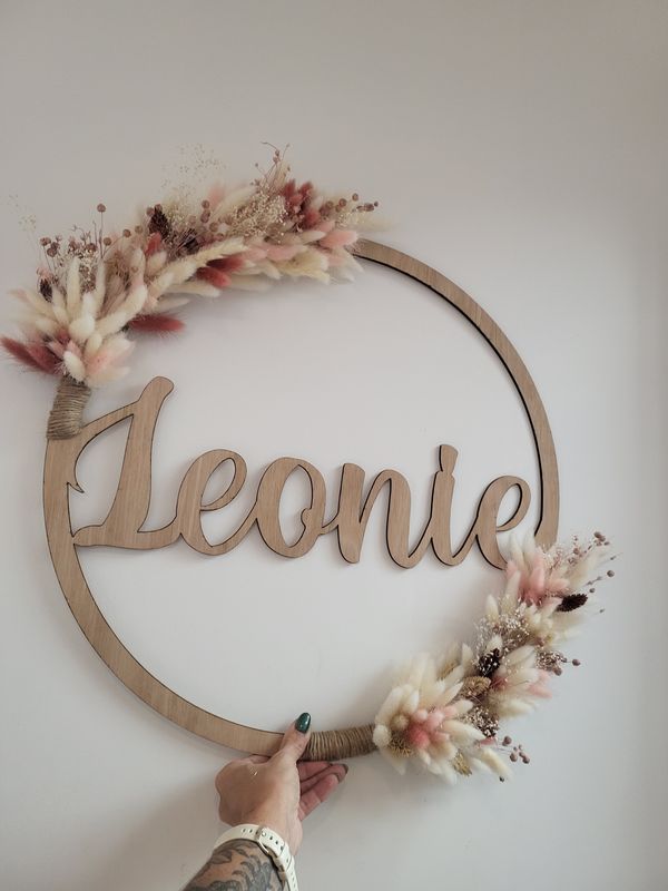 Naam ring met droogbloemen