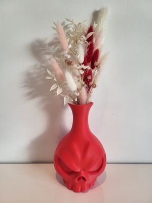 Skull vaas rood M - Red and pink droogbloemen