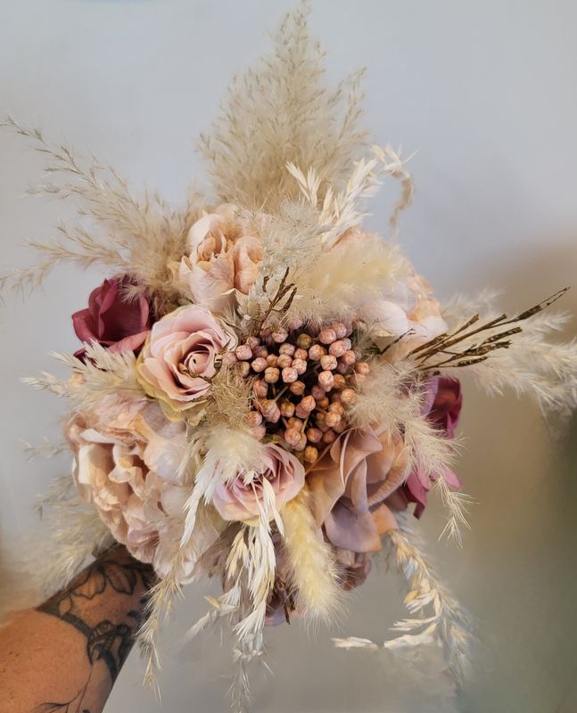 Bruidsboeketten droogbloemen/kunstbloemen