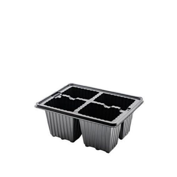 Seedling Tray 4 Cavities Black