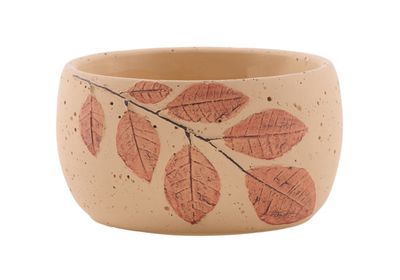 Short Cement Leaf Planter - Fall Colors