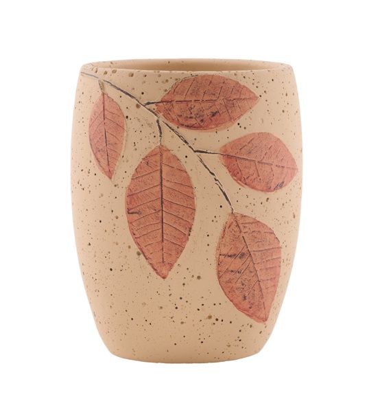 Tall Cement Leaf Planter - Fall Colors