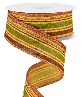 Vertical Stripe Green/Brown/Orange #9x100ft