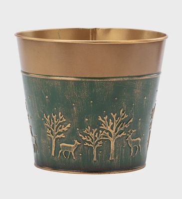 6.5" Green Embossed Forest Potcover
