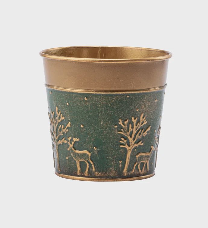 5" Green Embossed Forest Potcover