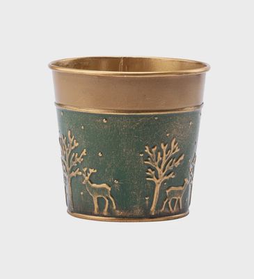 5" Green Embossed Forest Potcover