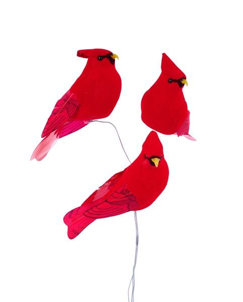 3.5"L Feather Cardinal W/10" Wire