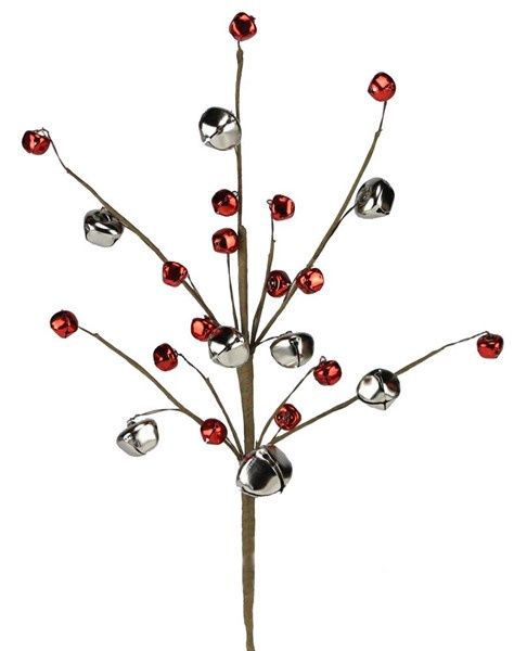 16.5"L Jingle Bell Spray Red/Silver