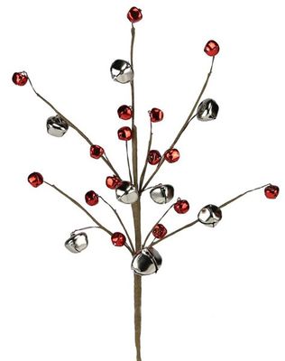 16.5"L Jingle Bell Spray Red/Silver