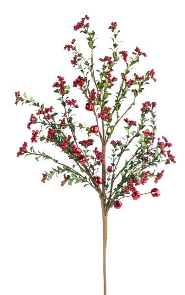 28"L Met Jingle Bell/Berry/Leaf Spray