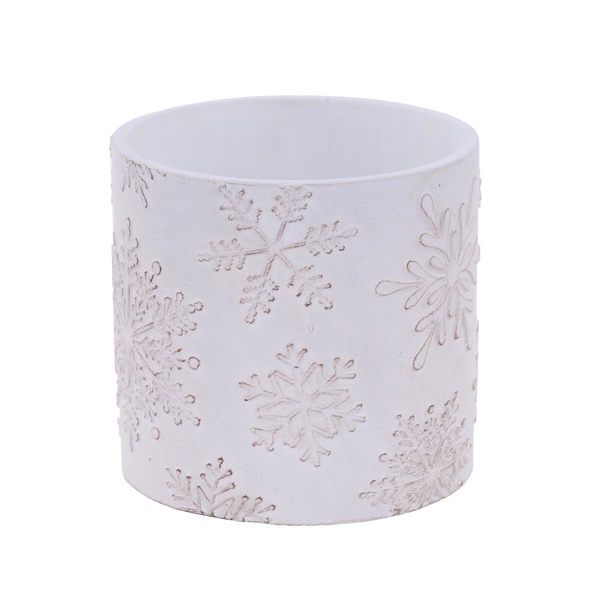 5.5"Dia x 5"H Cement Snowflake Planter