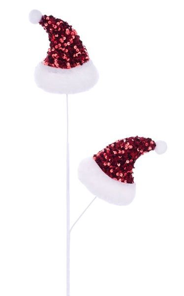 26"L Sequin Santa Hat Spray