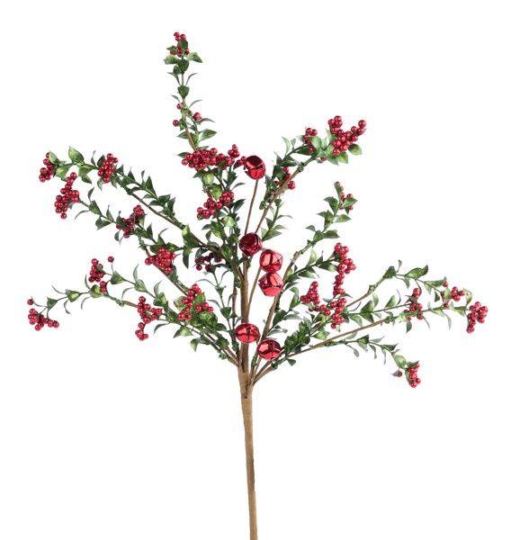 18"L Met Jingle Bell/Berry/Leaf Spray