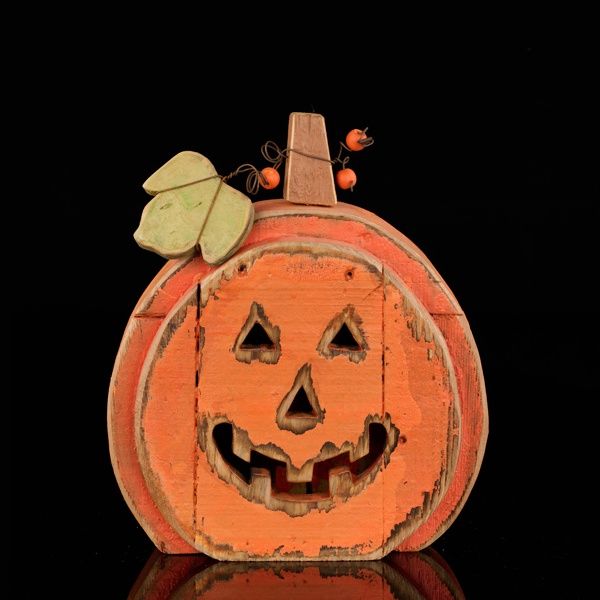 Wood &amp; Tin Jack-O-Lantern