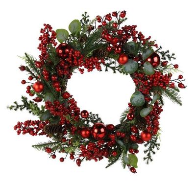 24"Dia Pine Wreath W/Berries