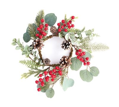 14"L Fir/Eucalyptus/Pinecone Candle Ring