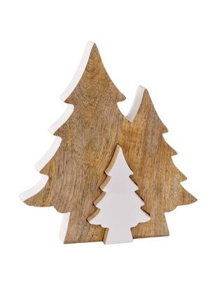 11"H x 10"L Mango Wood Tree in Trees - White