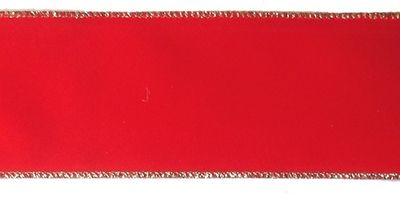 Wired w/ gold edge 6" x 50 yards ~ Red Velvet