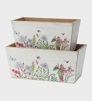 Rectangle Floral Planter, Set of 2
