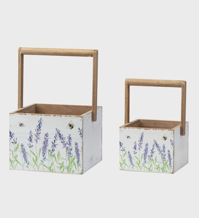 Lavender Floral Square Planter, Set of 2