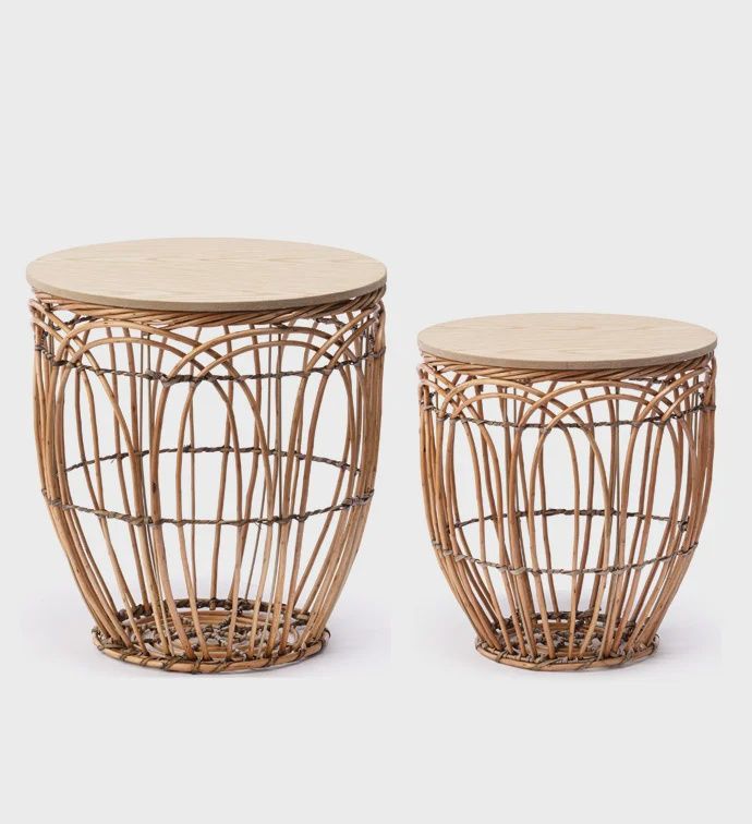 Open Weave Plant Stand, Set of 2