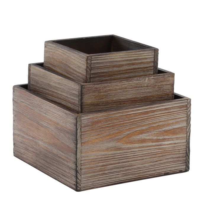 S/3 Sq. Wooden Boxes