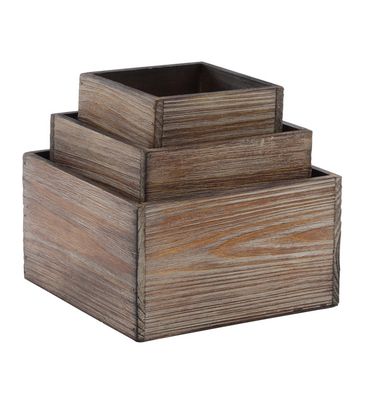 S/3 Sq. Wooden Boxes