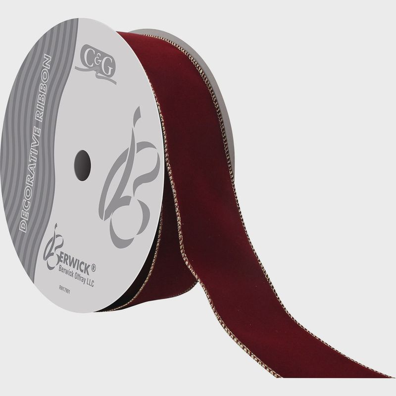 Value Velvet #40x50yd Burgundy/Gold Edge