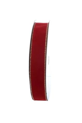 Value Velvet #9x50 yd - Holiday Red/Gold Edge