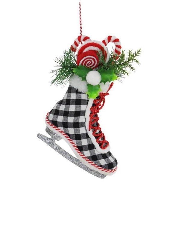 9"H x 6.25"L Ice Skate Ornament - Black