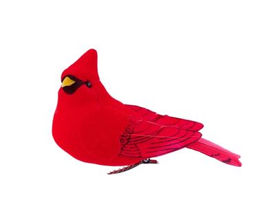 4.5" Velvet Feathered Cardinal w/ Clip