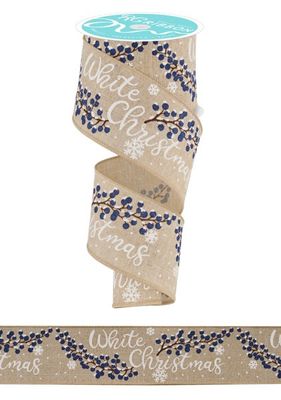 White Christmas - Navy 2.5"x100ft