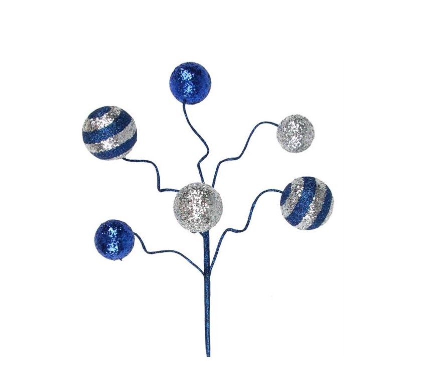Stripe/Solid Glitter Ball Pick - Navy/Silver