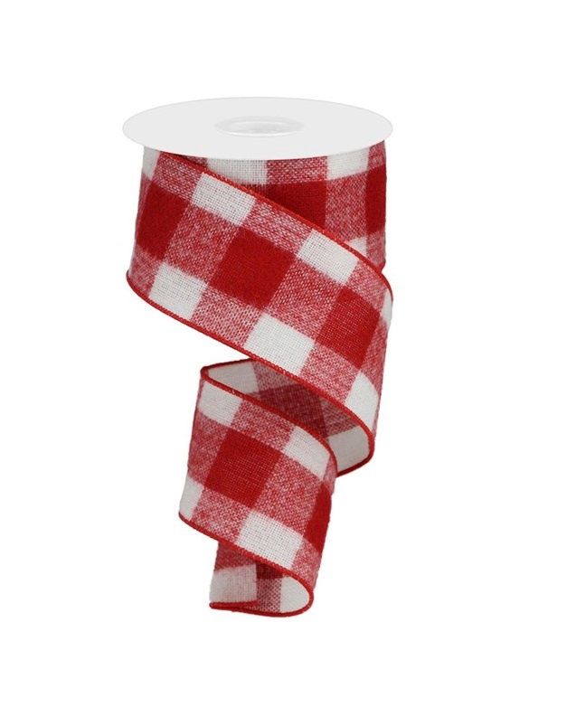 2.5" x 50yd Fuzzy Large Buffalo Plaid -Red/White
