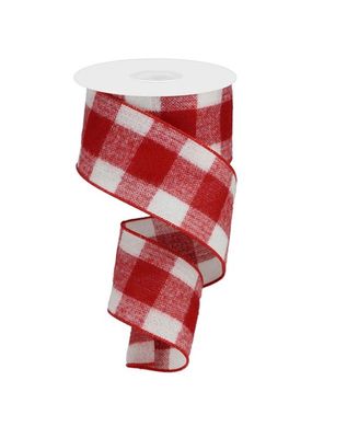 2.5" x 50yd Fuzzy Large Buffalo Plaid -Red/White