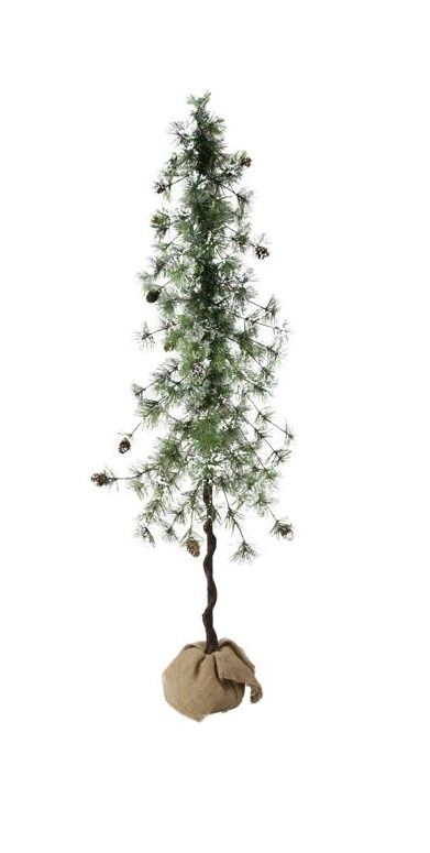 46"H Snowy Ming Pine Tree W/Burlap Base