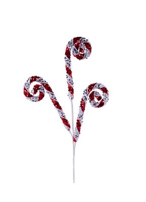 31"L Sequin/Foam Coil Spray - Red/White