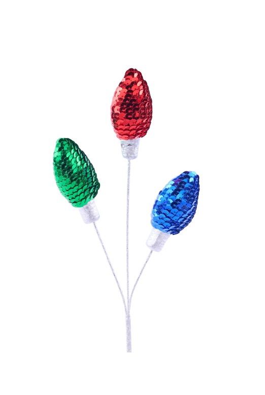 11"L Styro/Sequin Light Bulb Pick x 3