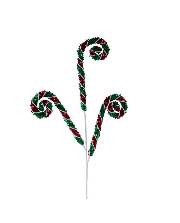 31"L Sequin/Foam Coil Spray - Red/Emerald