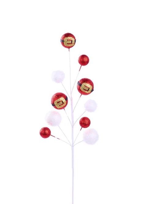22" Glitter Ball Santa Belt/Pompom Spray